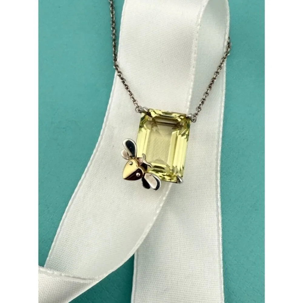 Tiffany & Co. Lemon Quartz Love Bug Sparkler Necklace Sterling Silver 18-20